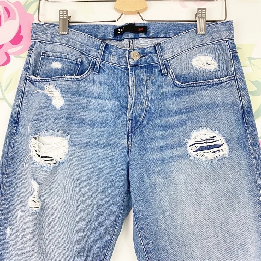 3x1 NYC Distressed Crop Fringe Denim 26 - Picture 3 of 9